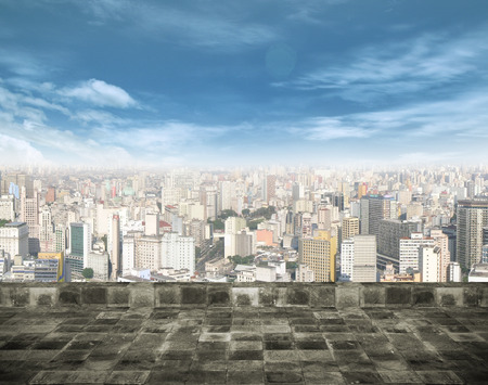 Cityscape with blue sky and outside backgroundの写真素材