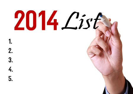 business man writing 2014 listの写真素材