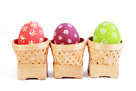 Easter eggs background with elegant bucketsの写真素材