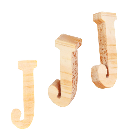 English alphabet  J - collage of 4 isolated vintage woodの写真素材