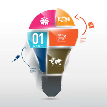 Concept of light bulb surrounded by business iconsのイラスト素材