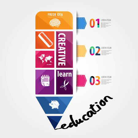 infographic Template with pencil geometric banner   concept vector illustration のイラスト素材