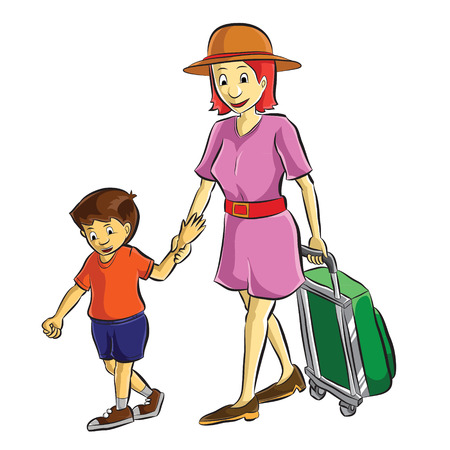 travelling with familyのイラスト素材