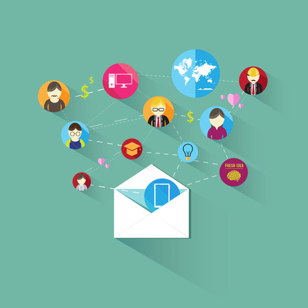 Flat design concept for social communicationのイラスト素材