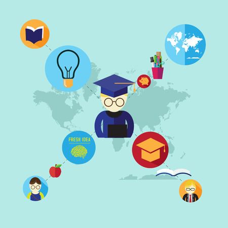 flat design concept icons for educationのイラスト素材