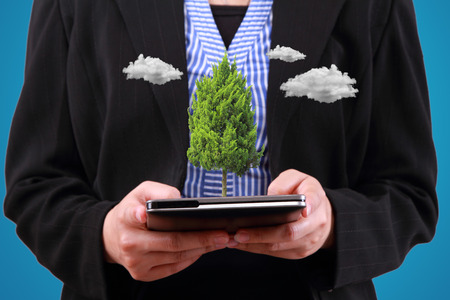 business woman playing modern for natureの写真素材