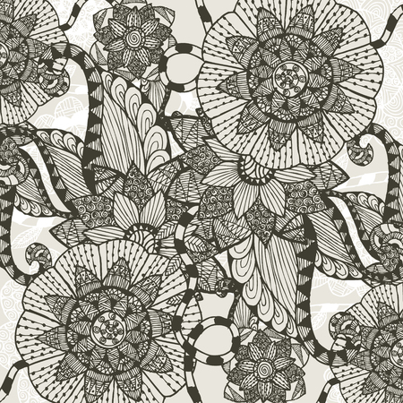 floral background with hand drawn conceptのイラスト素材