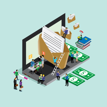 business technology for email world wide. isometric conceptのイラスト素材