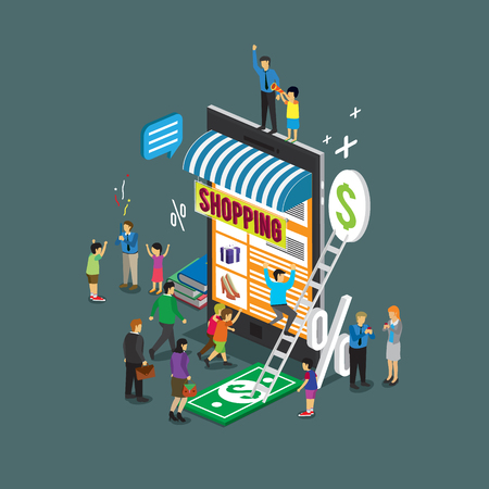 business technology mobile phone for online shop e-commerceのイラスト素材