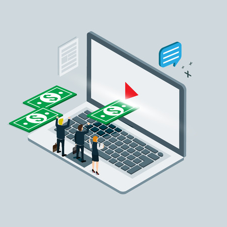 video internet marketing isometric conceptのイラスト素材