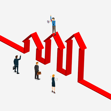 Success in business property flat 3d web isometric info graphic vectorのイラスト素材