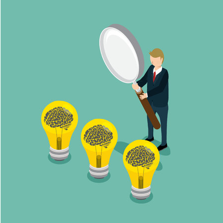 businessman searching for idea creative with magnifying glassのイラスト素材