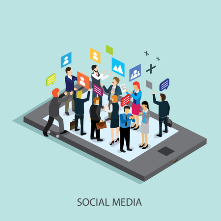 social media on internet with mobile phoneのイラスト素材