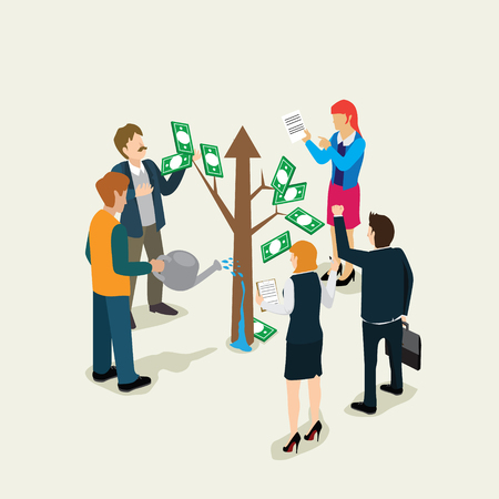 business people success in money tree finance investmentのイラスト素材