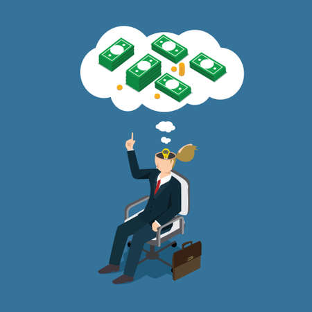 business finance success with 3D isometricのイラスト素材