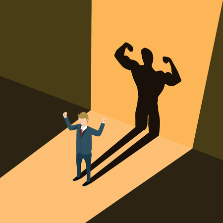 A business man casting shadow an athlete career illustration.のイラスト素材