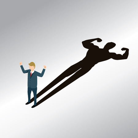 A business man casting shadow an athlete career illustration.のイラスト素材