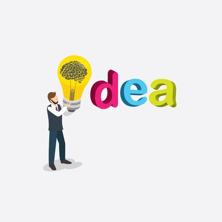 businessman holding light for ideaのイラスト素材