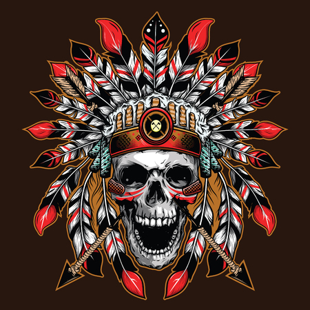 chief skull illustration background for shirt designのイラスト素材