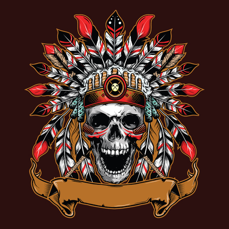 chief skull illustration background for shirt designのイラスト素材