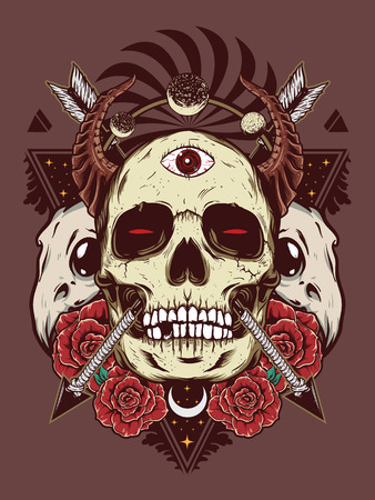devil skull for shirt designのイラスト素材