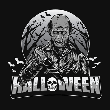 killer at Halloween partyのイラスト素材