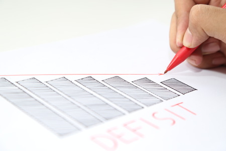 business hand drawing deficit graphの写真素材