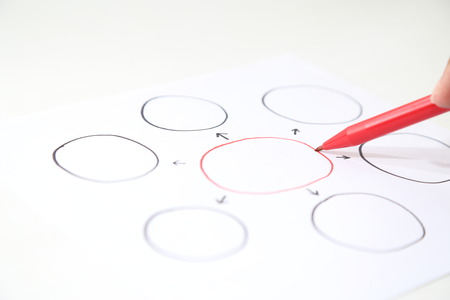 hand pointing business bubble conceptの写真素材