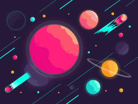 galaxy with beautiful planets backgroundのイラスト素材