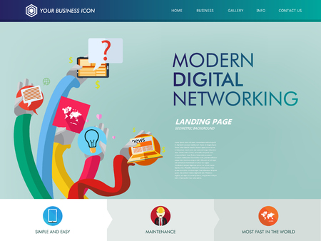 digital networking website landing pageのイラスト素材
