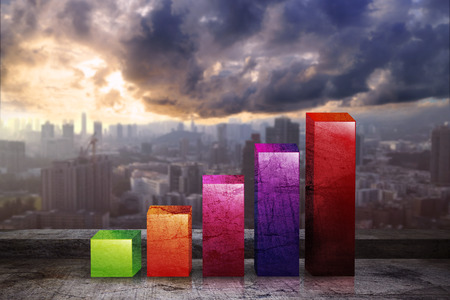 profit graph on top of city