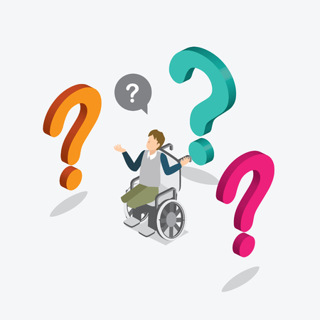 disability men standing with question markのイラスト素材