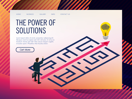 business solution with new idea solution isometricのイラスト素材