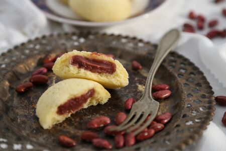 steamed buns filled with red bean pasteの写真素材