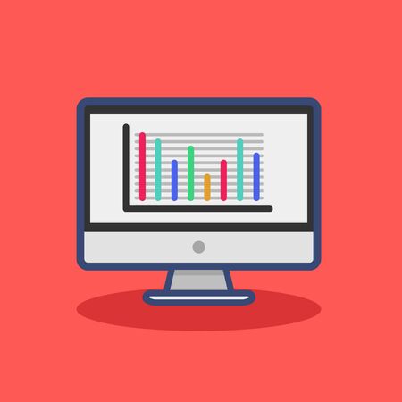 monitor icon with flat design conceptのイラスト素材