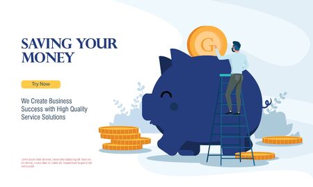 business saving finance with flat designのイラスト素材