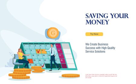 business finance schedule with flat design conceptのイラスト素材