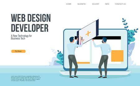 web design developer with flat designのイラスト素材