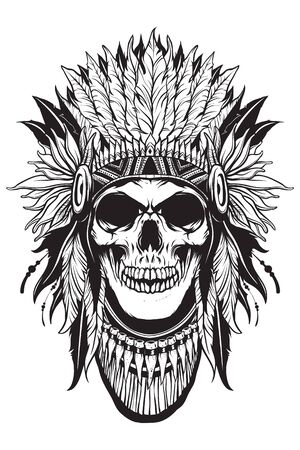Apache Skull Thief with outline shapeのイラスト素材