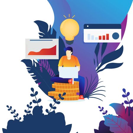 modern technology for business finance with UI flat designのイラスト素材
