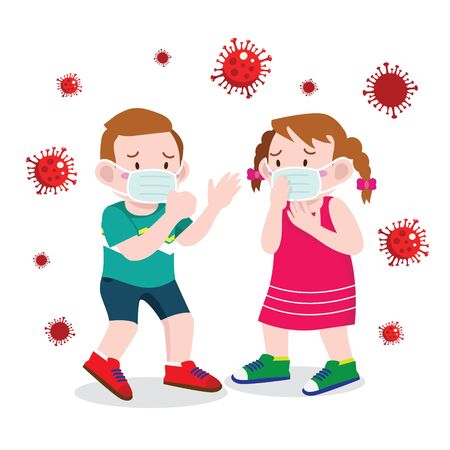 kids worried about corona virusのイラスト素材