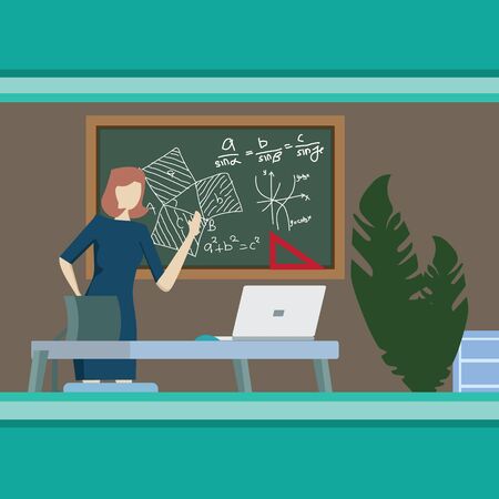 teacher teaches from home for Corona virus conceptのイラスト素材