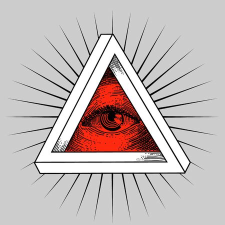 Grunge ornament with red eye
