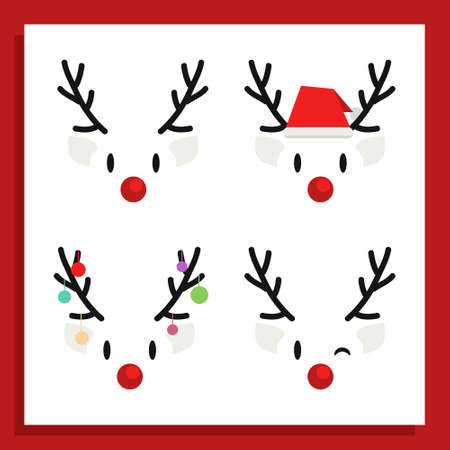 deer face set. Christmas design elementのイラスト素材