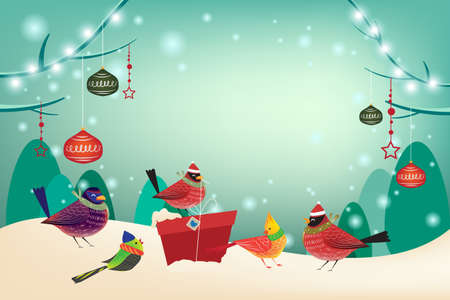 December holiday with Happy Christmasのイラスト素材