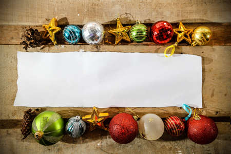 Christmas background with copy space and blank paperの写真素材