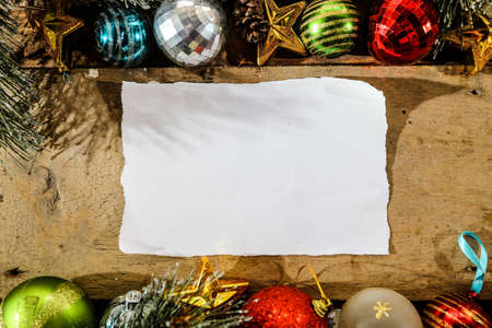 Christmas background with copy space and blank paperの写真素材