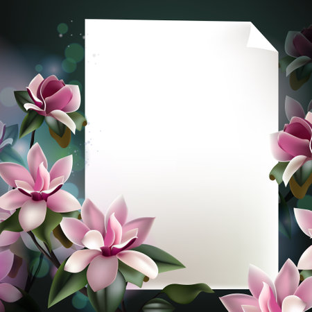beautiful Spring flower background template with paper and frameのイラスト素材
