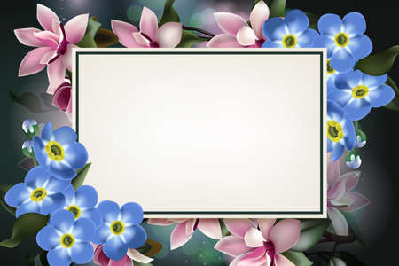 card template with beautiful flower framingのイラスト素材