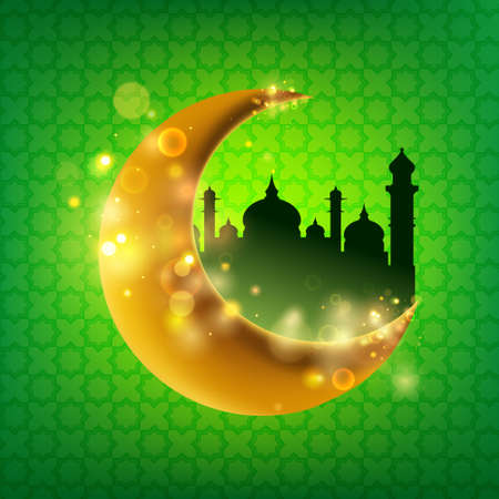Ramadan icon with half moon and mosqueのイラスト素材